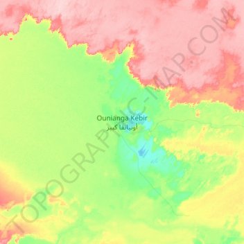 Mapa topográfico Ounianga Kebir أونيانقا كبير, altitud, relieve