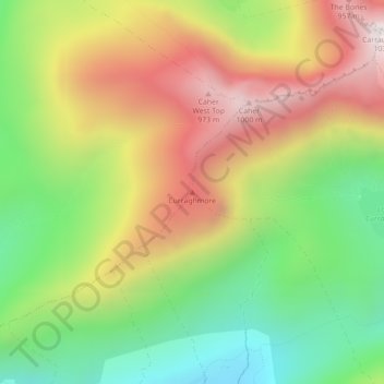 Mapa topográfico Curraghmore, altitud, relieve