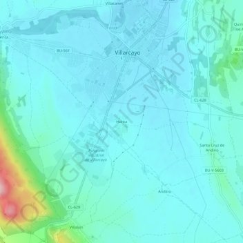 Mapa topográfico Horna, altitud, relieve