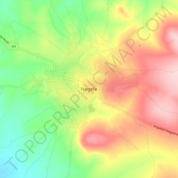 Mapa topográfico Negele, altitud, relieve