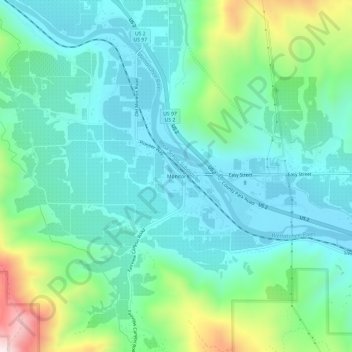 Mapa topográfico Monitor, altitud, relieve