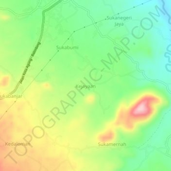 Mapa topográfico Kejayaan, altitud, relieve