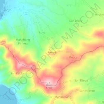 Mapa topográfico Luyong, altitud, relieve