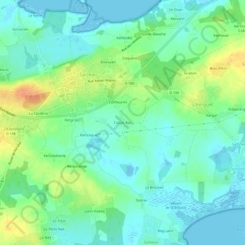 Mapa topográfico Calzac-Bas, altitud, relieve
