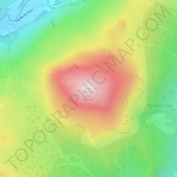Mapa topográfico Harter Fell, altitud, relieve