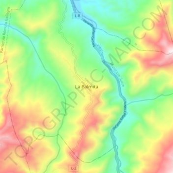 Mapa topográfico La Palmita, altitud, relieve