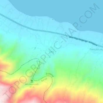 Mapa topográfico Les, altitud, relieve