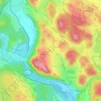 Mapa topográfico Vollien, altitud, relieve