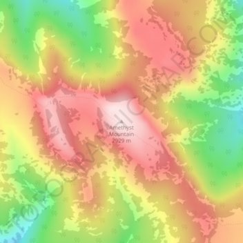 Mapa topográfico Amethyst Mountain, altitud, relieve