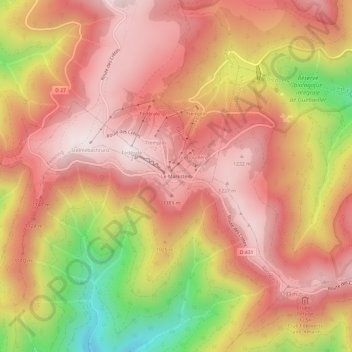 Mapa topográfico Markstein, altitud, relieve
