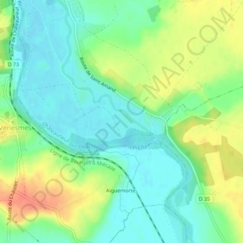 Mapa topográfico Boissereau, altitud, relieve