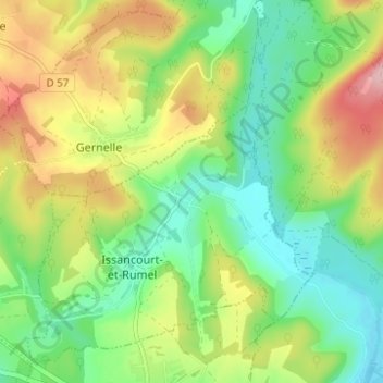 Mapa topográfico Rumel, altitud, relieve