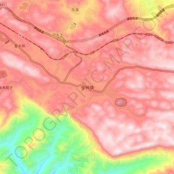 Mapa topográfico Jinzhong, altitud, relieve