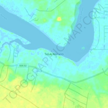 Mapa topográfico Teluk Meranti, altitud, relieve