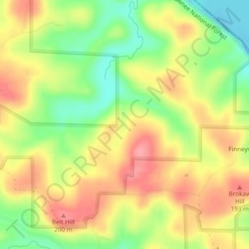 Mapa topográfico Panther Falls, altitud, relieve