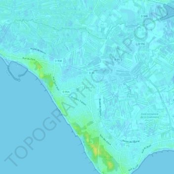 Mapa topográfico L'Épine, altitud, relieve