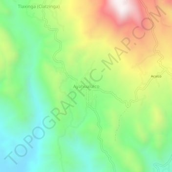 Mapa topográfico Ayahualulco, altitud, relieve