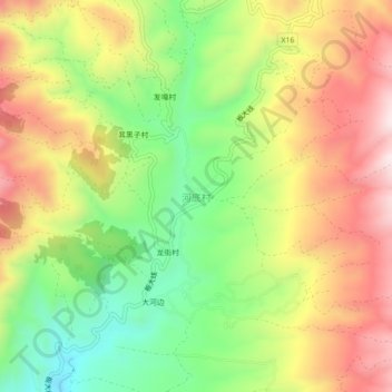 Mapa topográfico 河底村, altitud, relieve