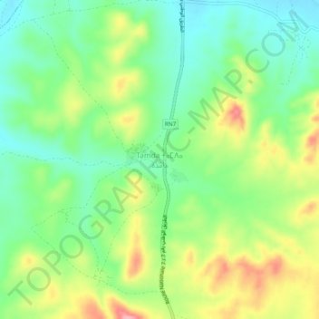Mapa topográfico Tamda, altitud, relieve