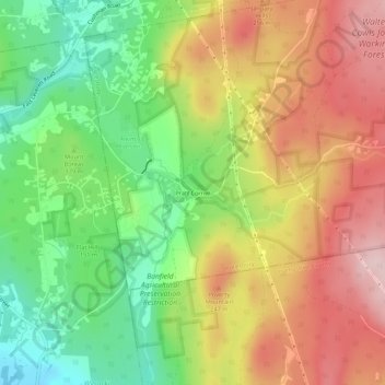 Mapa topográfico Pratt Corner, altitud, relieve