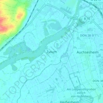 Mapa topográfico Zusum, altitud, relieve