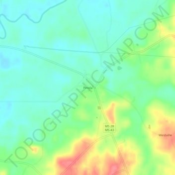Mapa topográfico Pinola, altitud, relieve