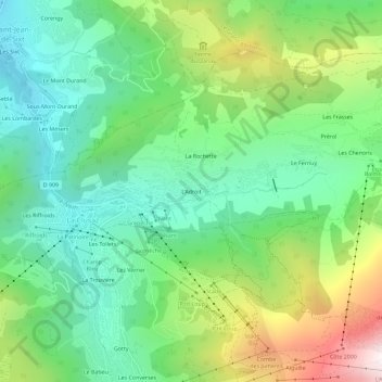 Mapa topográfico L'Adroit, altitud, relieve