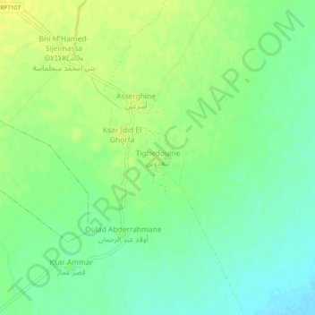 Mapa topográfico Tighedouine, altitud, relieve