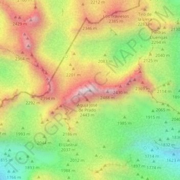 Mapa topográfico Peña Santa, altitud, relieve