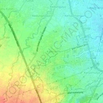 Mapa topográfico Kalikoa, altitud, relieve