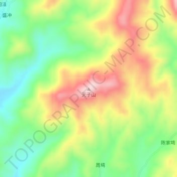 Mapa topográfico 天子山, altitud, relieve