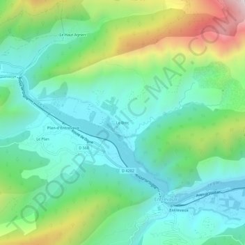 Mapa topográfico Le Brec, altitud, relieve