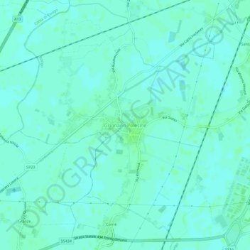 Mapa topográfico Grignano Polesine, altitud, relieve
