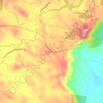 Mapa topográfico Peachester, altitud, relieve