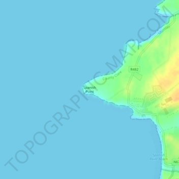 Mapa topográfico Spanish Point, altitud, relieve