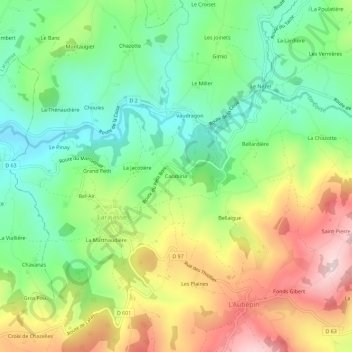 Mapa topográfico Carabina, altitud, relieve