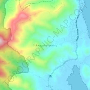 Mapa topográfico Sukajaya Lempasing, altitud, relieve