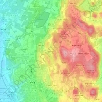 Mapa topográfico Dieglishofen, altitud, relieve