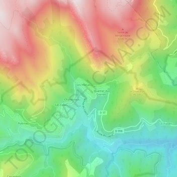 Mapa topográfico Peyre Fiche, altitud, relieve
