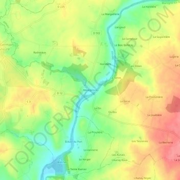 Mapa topográfico Montgiroux, altitud, relieve