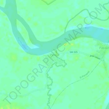 Mapa topográfico Pelejo, altitud, relieve