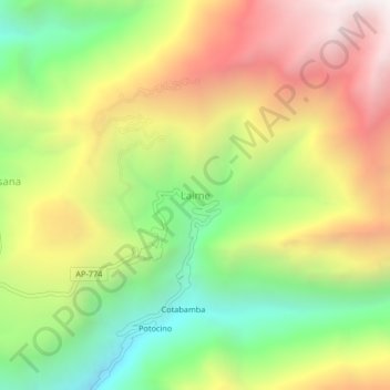 Mapa topográfico Laime, altitud, relieve