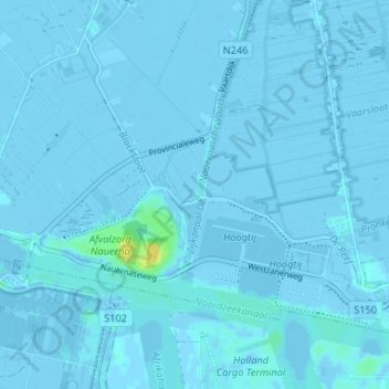 Mapa topográfico Nauerna, altitud, relieve
