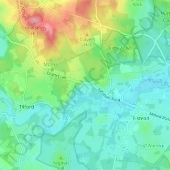 Mapa topográfico Charleshill, altitud, relieve