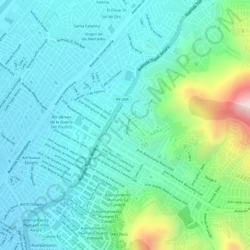 Mapa topográfico 3U, altitud, relieve