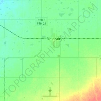 Mapa topográfico Deloraine, altitud, relieve
