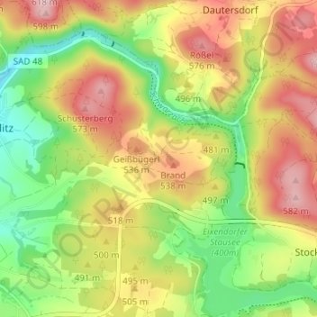 Mapa topográfico Nefling, altitud, relieve