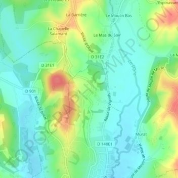 Mapa topográfico Madrias, altitud, relieve