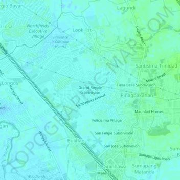 Mapa topográfico Grand Royale Subdivision, altitud, relieve