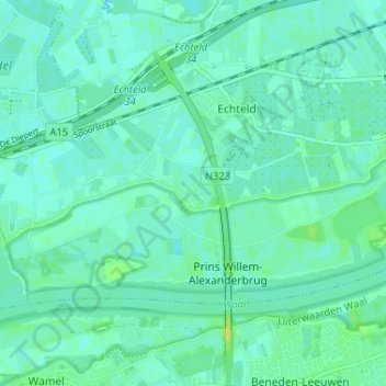 Mapa topográfico Ooij, altitud, relieve